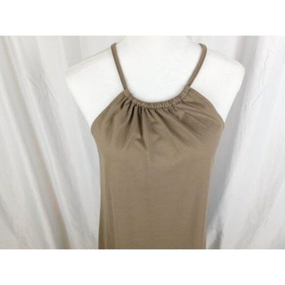 For G and PL Summer Side Slit Halter Maxi Dress NEW Khaki Brown SMALL - Picture 3 of 4